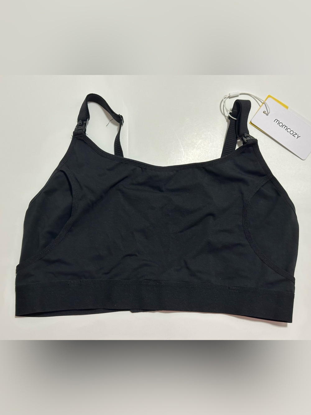 MomCozy Black Nursing & Sleep Sports Bra — Soft Support